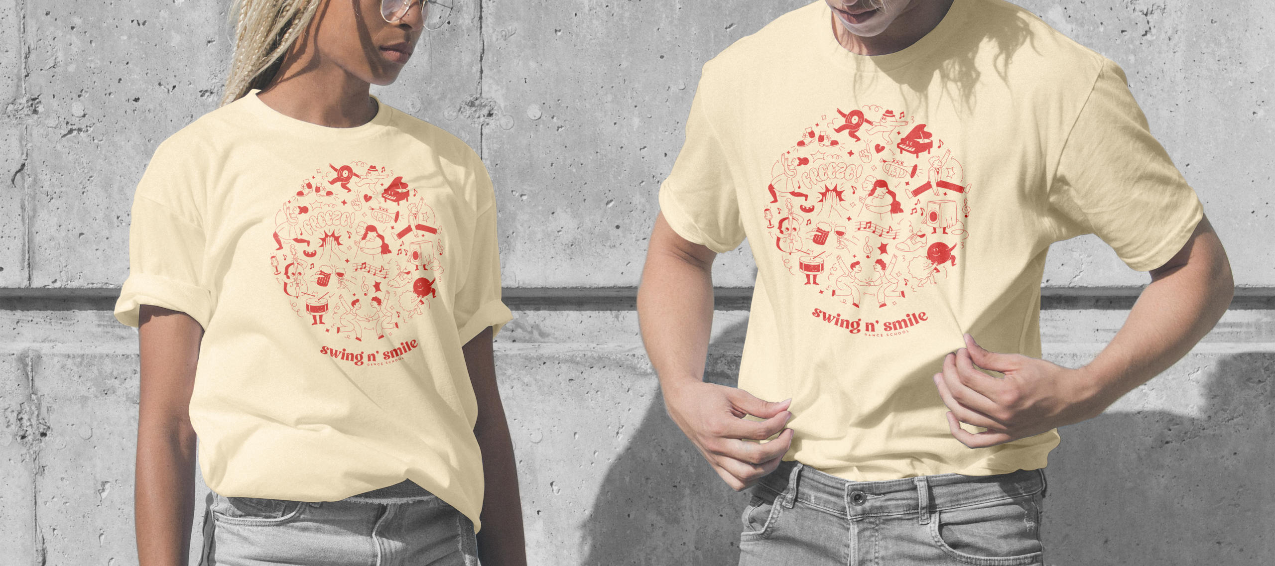 Bege | desenho vermelho